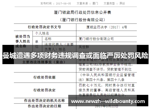 曼城遭遇多项财务违规调查或面临严厉处罚风险 曼城遭遇多项财务违规调查或面临严厉处罚风险